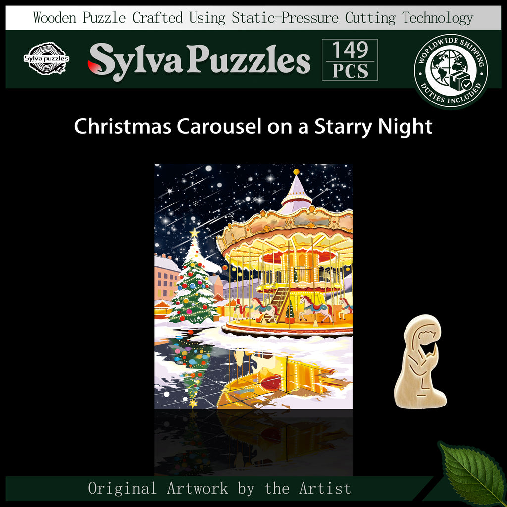 Christmas Carousel on a Starry Night