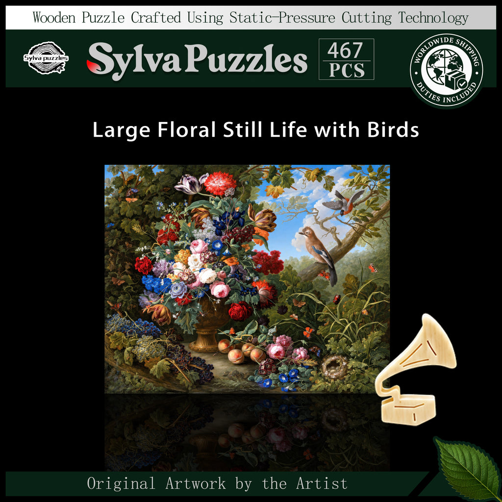 Large Floral Still Life with Birds
