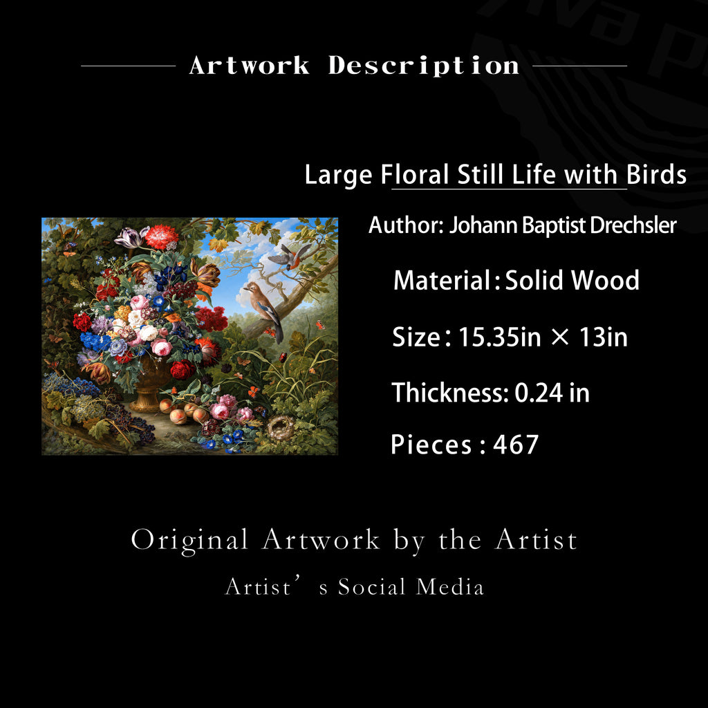 Large Floral Still Life with Birds