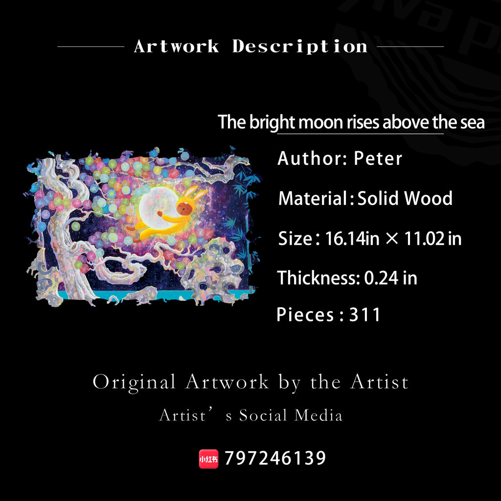 The bright moon rises above the sea