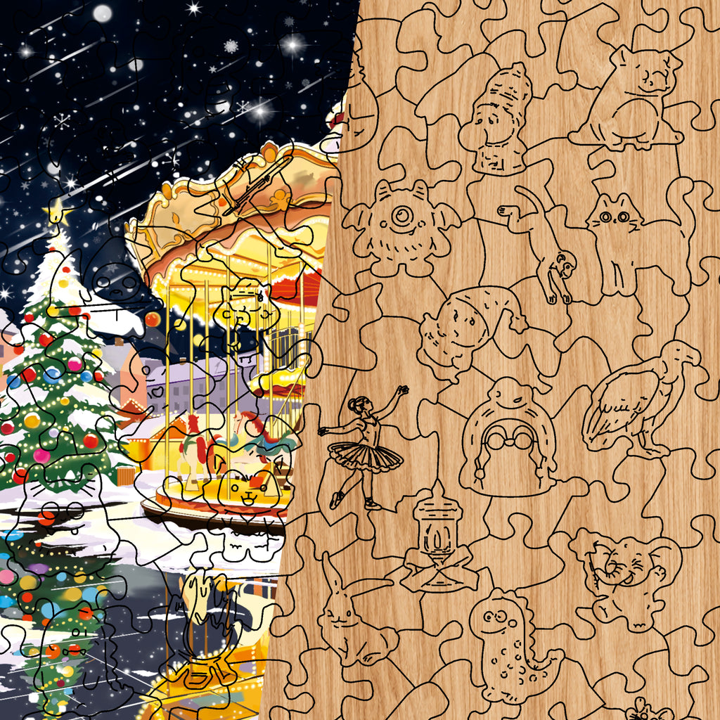 Christmas Carousel on a Starry Night